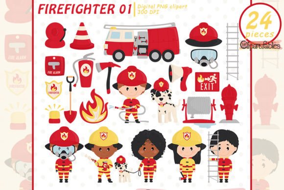 Download Firefighter Clip Art, Fire Truck Design - Design Collection