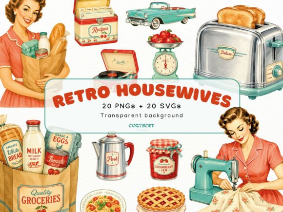 Download Retro Housewives Cliparts, 1950s PNG - Png Collection