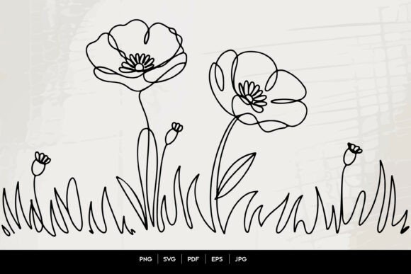 Download Minimal Poppy Flowers Line Art Design - Design Collection