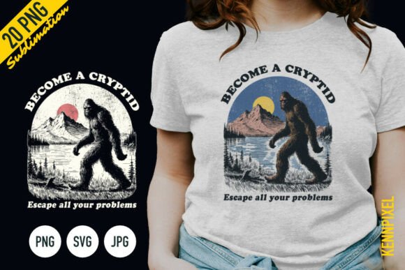 Download Become a Cryptid Bigfoot Shirt SVG PNG - Png Collection
