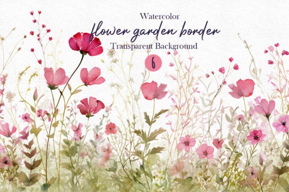 Download Watercolor Wild Flower Garden Border Png - Png Collection