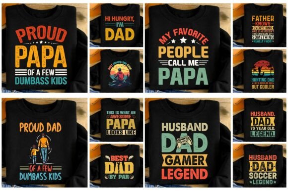 Download Funny Proud Papa Dad Shirt Design Bundle - Design Collection