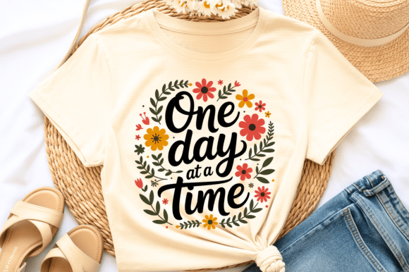 Download One Day at a Time Floral Quote PNG - Png Collection