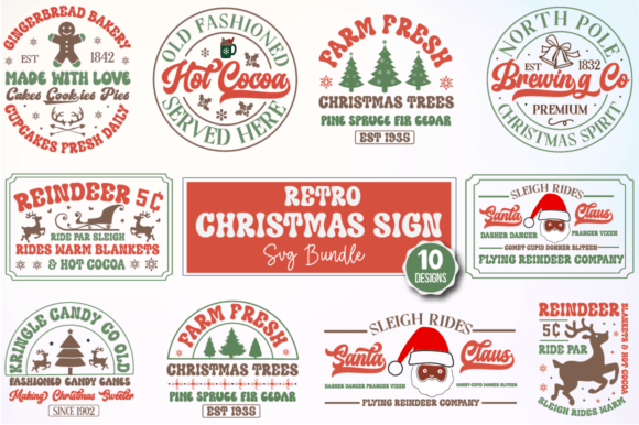 Download Retro Christmas Sign SVG Design Bundle - Design Collection