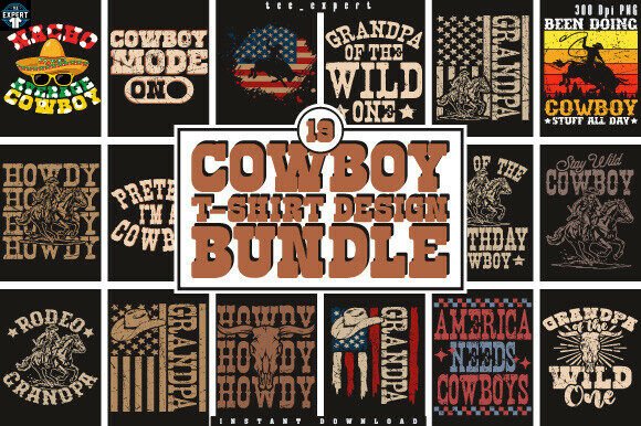 Download Cowboy Western PNG T-shirt Design Bundle - Png Collection