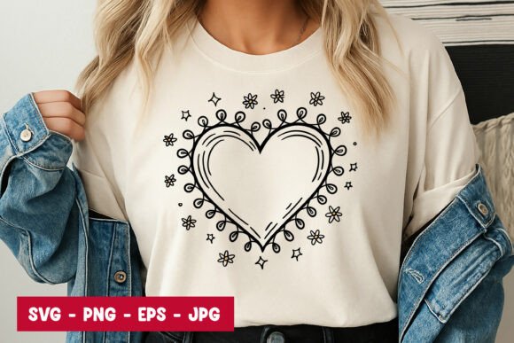 Download Floral Doodle Heart Outline SVG PNG - Png Collection