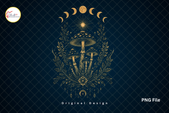 Download Celestial Mystic Moon Phase Mushroom PNG - Png Collection