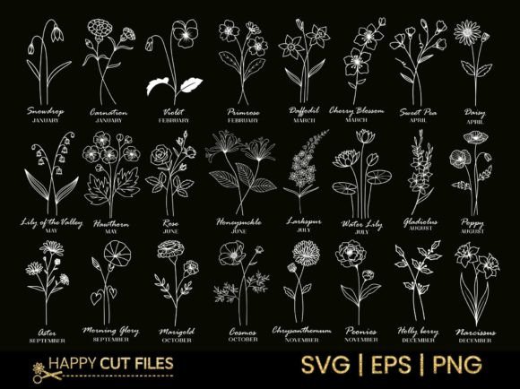 Download Birth Month Flower Svg Bundle 24 Design - Design Collection