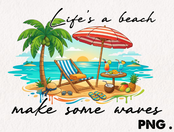 Download Life's a Beach Make Some Waves PNG, - Png Collection