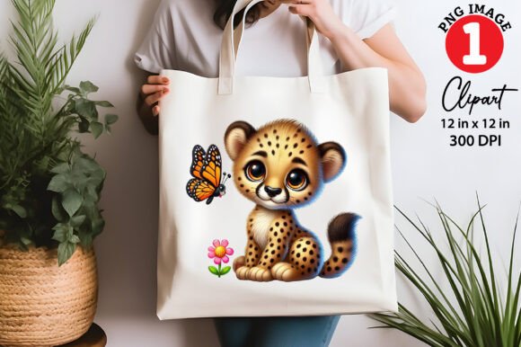 Download Cute Cheetah Playing with Butterfly PNG - Png Collection