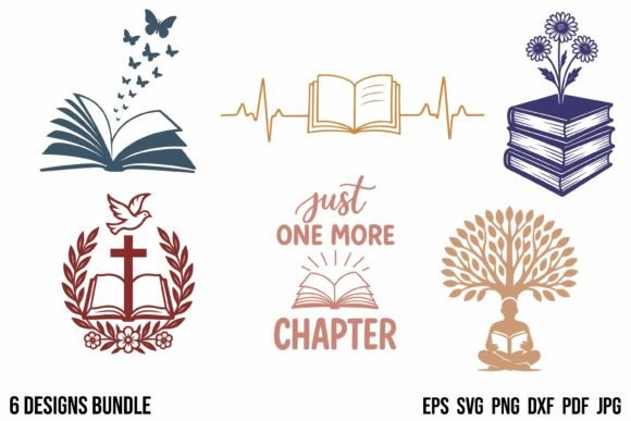 Download Retro Book SVG Clipart Bundle, 6 Designs - Design Collection