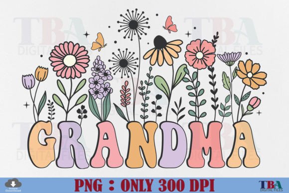 Download Grandma PNG, Retro Flower Mother's Day - Png Collection