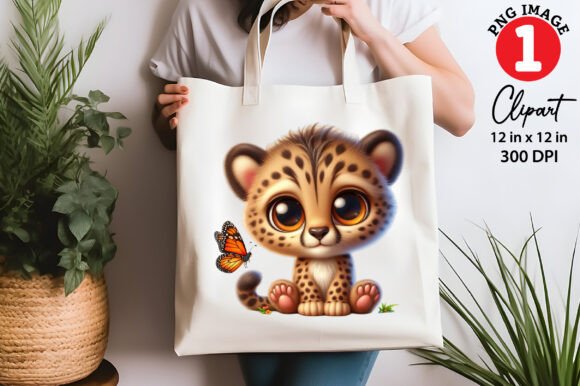 Download Cute Cheetah Playing with Butterfly PNG - Png Collection