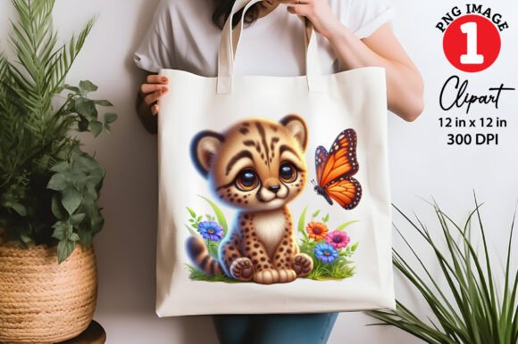 Download Cute Cheetah Playing with Butterfly PNG - Png Collection