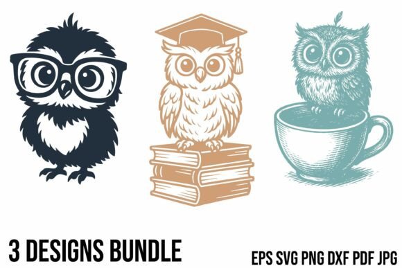 Download Retro Owl Clipart 3 Designs Bundle - Design Collection
