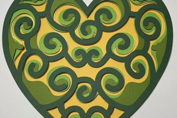 Download Intricate Cut Heart with Swirls Layered Design - Design Collection