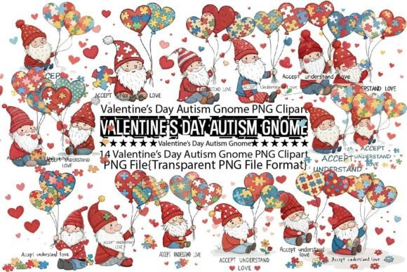 Download Valentine’s Day Autism Gnome PNG Bundle - Png Collection