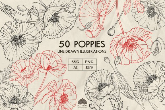 Download Poppies Line Art Collection Svg Png Eps - Png Collection