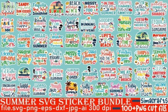 Download Funny Summer Sticker SVG Bundle - Summer sticker svg bundle Collection