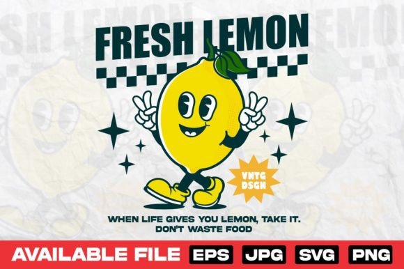 Download Lemon Cartoon Character Retro Design - Design Collection