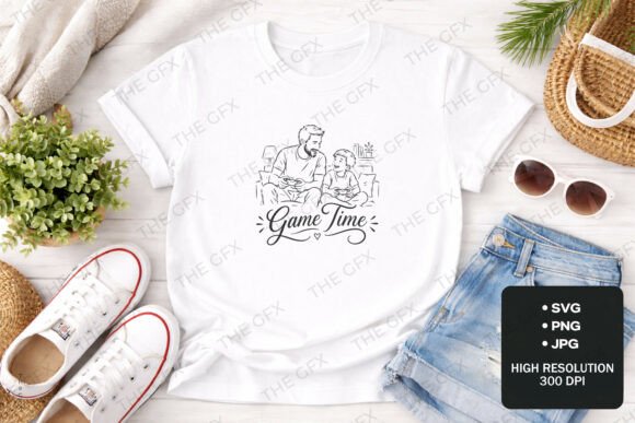 Download Father and Son Game Time T-Shirt Design - Design Collection