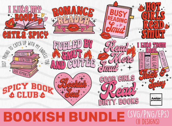 Download Bookish Bundle Retro Trendy SVG Designs - Design Collection