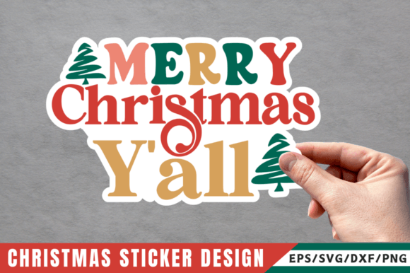 Download Merry Christmas Yall Sticker Design - Design Collection