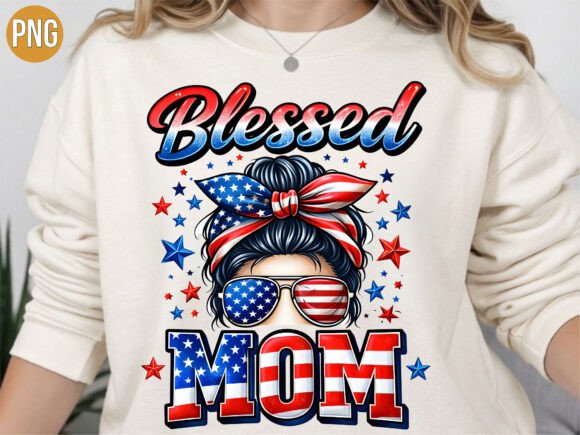 Download Blessed Mom 4th of July PNG T-Shirt - Png Collection